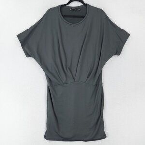 Athleta Dress Women Medium Gray Pronto Pleated Dolman Sleeve Stretch Knit Casual